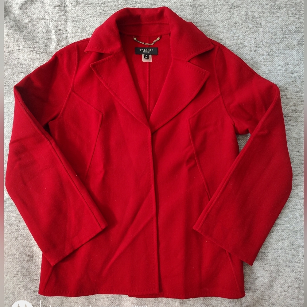 Talbots Red Blazer Size 4 Formal Jacket Wool